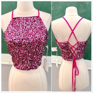 Nwt pink sequin halter